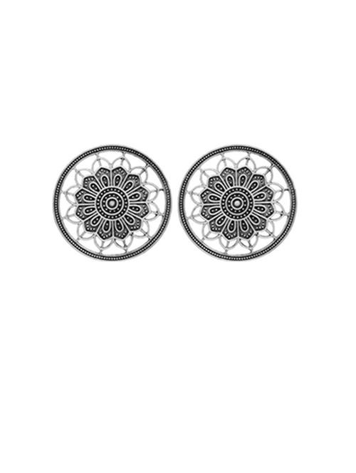 silver-toned & silver-plated floral studs earrings - 21733256 -  Standard Image - 0