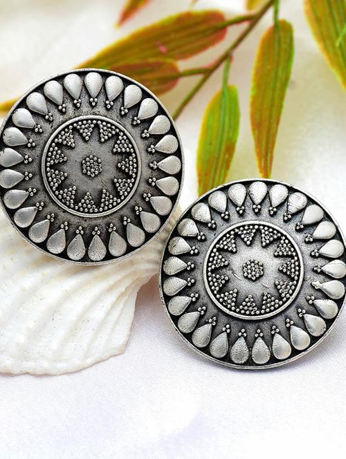 silver-toned & silver-plated studs earrings - 21733258 -  Standard Image - 0