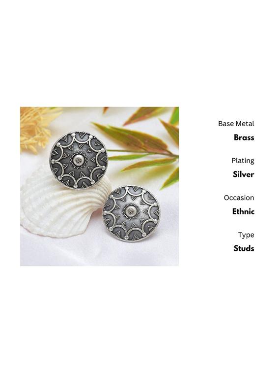 silver-toned & silver-plated studs earrings - 21733260 - Standard Image - 1