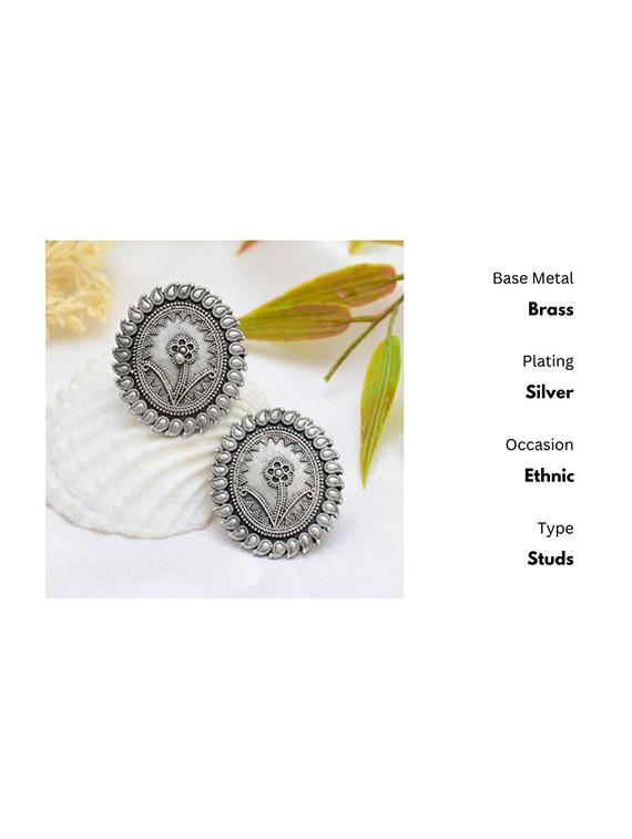 silver-toned & silver-plated studs earrings - 21733261 - Standard Image - 1