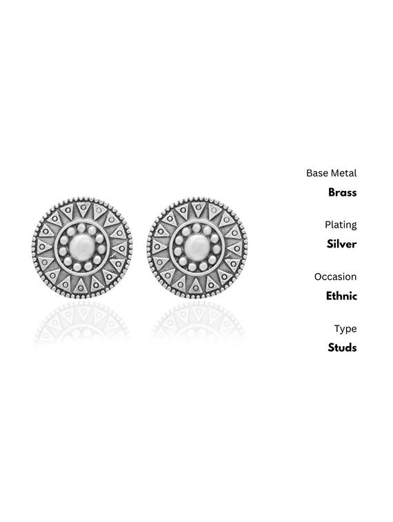silver-toned & silver-plated studs earrings - 21733262 - Standard Image - 1