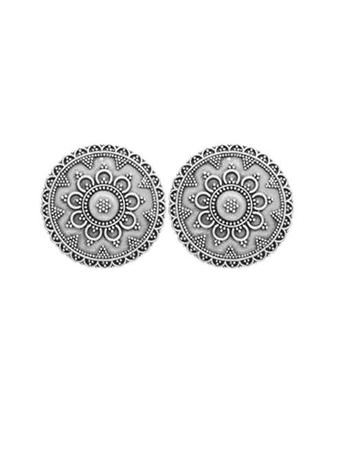 silver-toned & silver-plated floral studs earrings - 21733264 -  Standard Image - 0