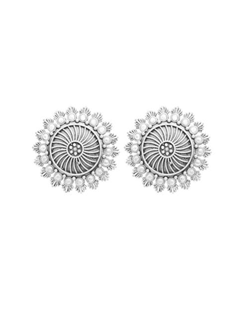 silver-toned & silver-plated oxidized studs earrings - 21733272 - Standard Image - 0