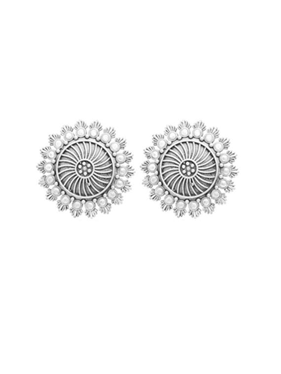 silver-toned & silver-plated oxidized studs earrings - 21733272 - Zoom Image - 0
