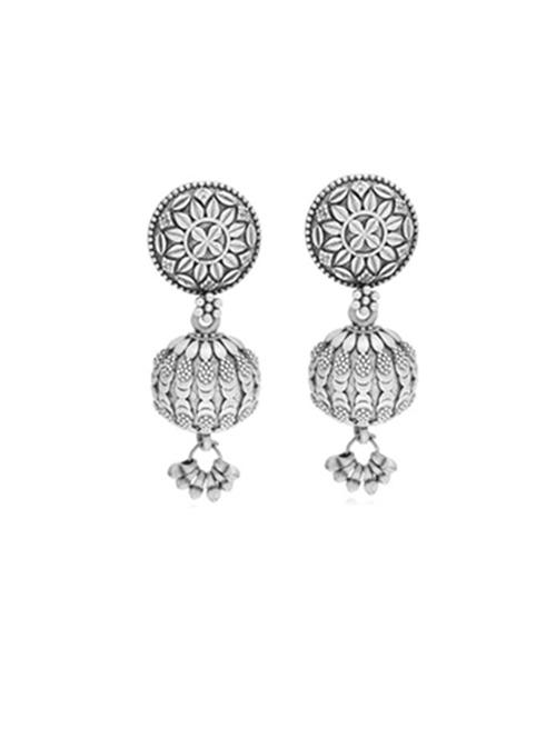 silver-toned & silver-plated oxidized jhumka earrings - 21733277 -  Standard Image - 0