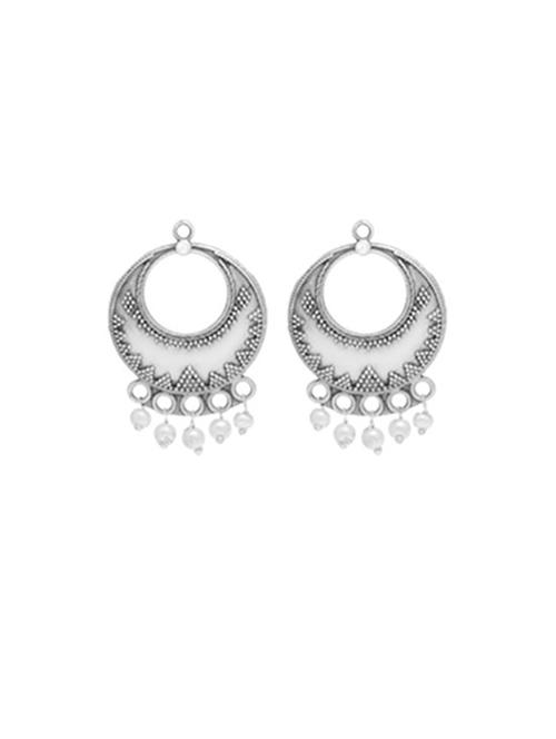 silver-toned & silver-plated oxidized chandballi earrings - 21733279 - Standard Image - 0