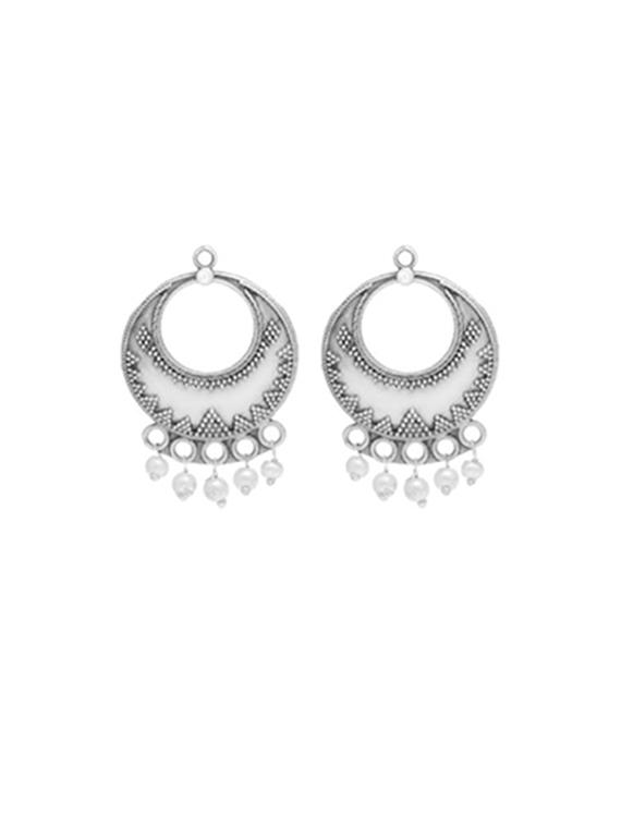 silver-toned & silver-plated oxidized chandballi earrings - 21733279 - Zoom Image - 0