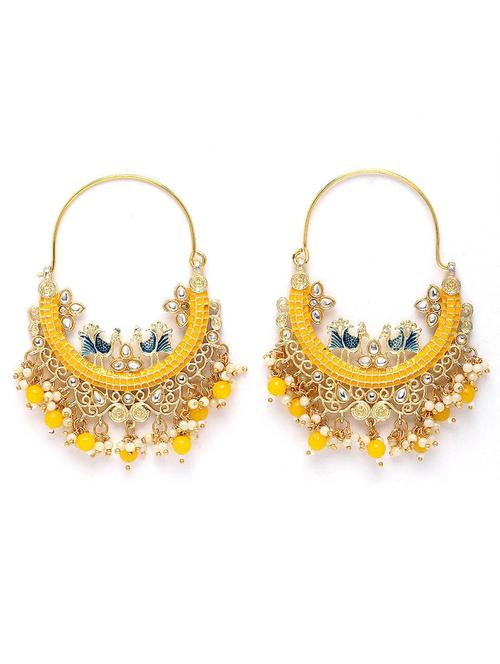 gold plated kundan and pearl chnadballi earrings - 21733289 -  Standard Image - 0