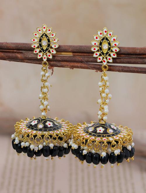 women meenakari detailed jhumka earrings - 21733300 -  Standard Image - 0