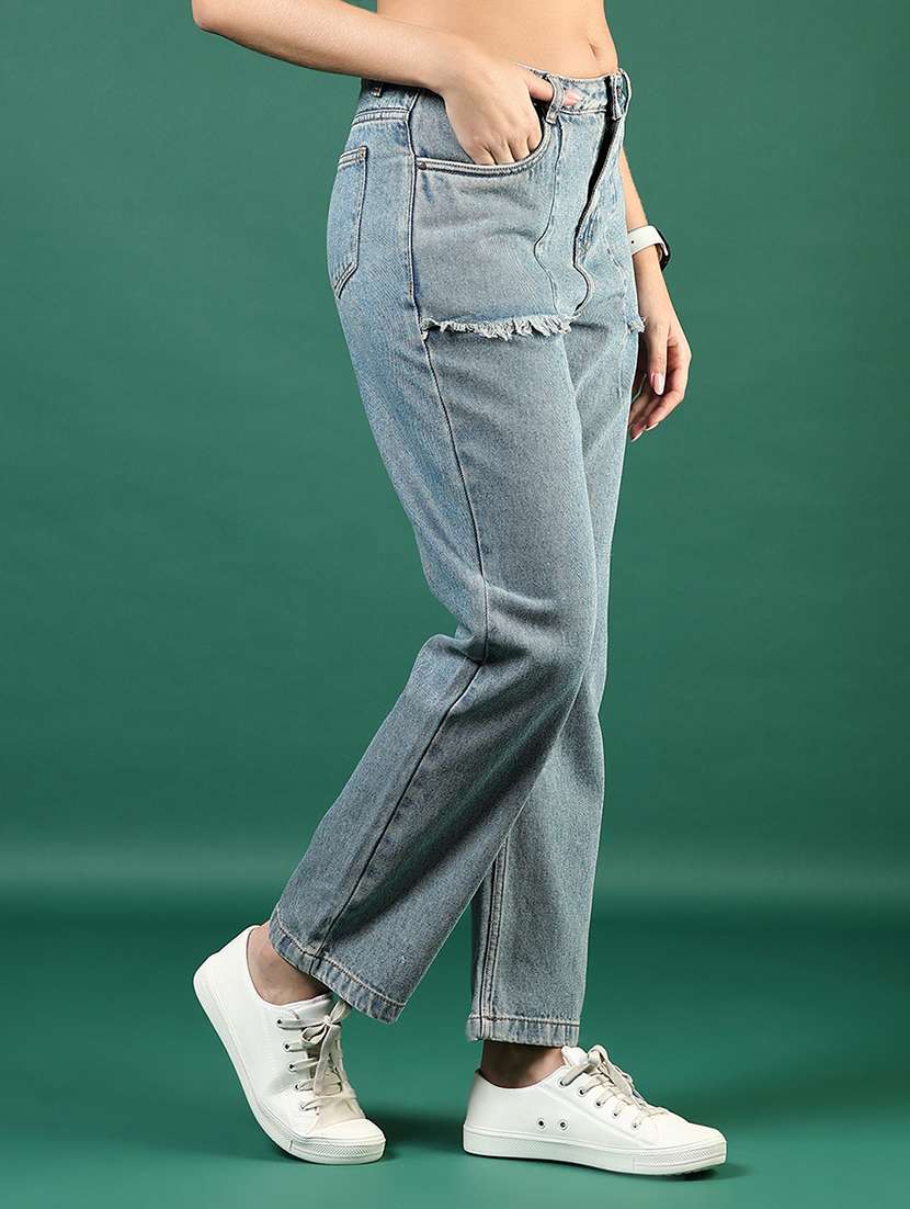 women distressed mid rise straight fit jean - 21733405 -  Standard Image - 1