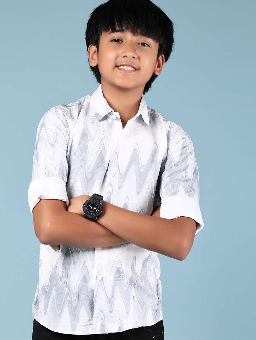 boys printed collared long sleeves shirt - 21733429 -  Standard Image - 1