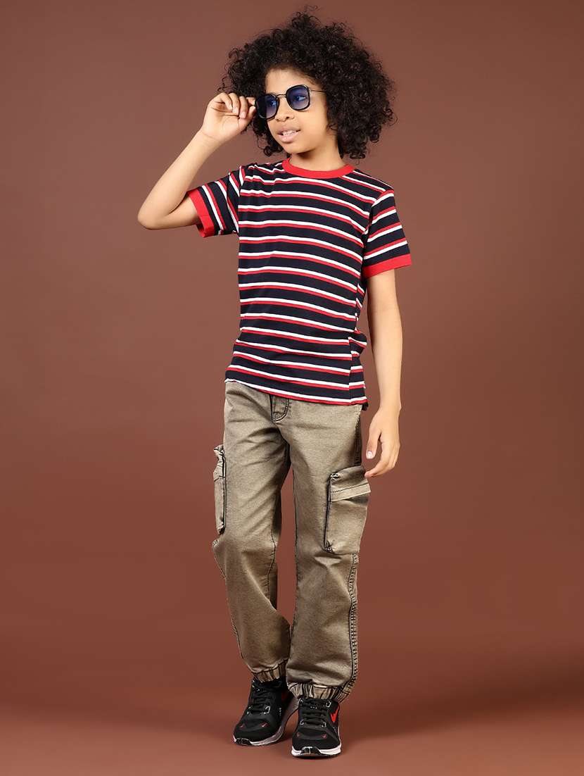 boys solid mid rise denim cargo - 21733442 -  Standard Image - 4