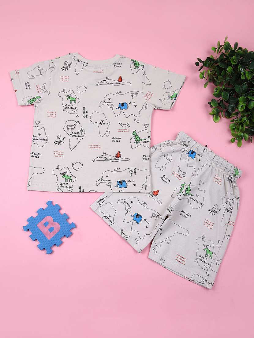 kids printed t-shirt and short co-ord set - 21733447 -  Standard Image - 1