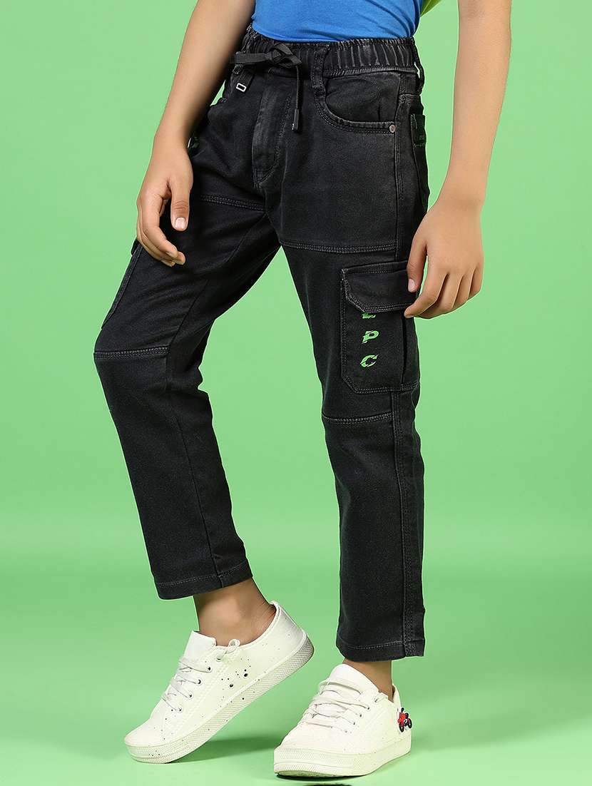 boys solid mid rise denim cargo - 21733498 -  Standard Image - 1