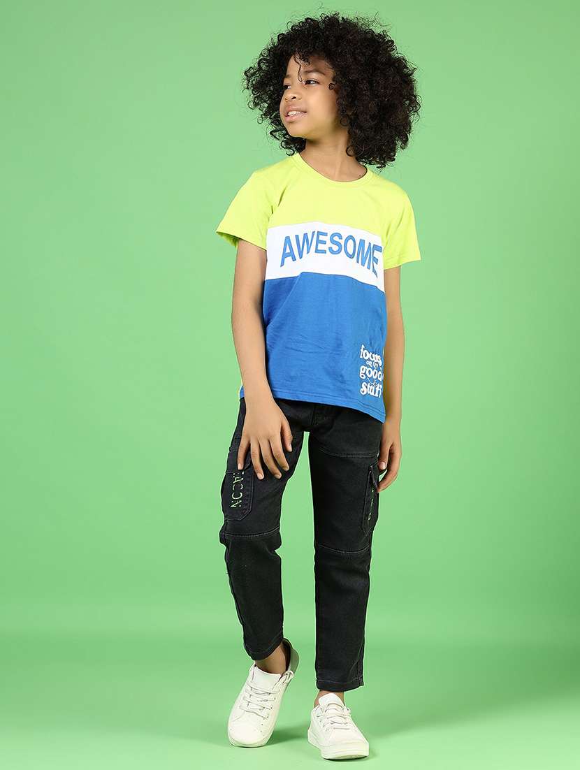 boys solid mid rise denim cargo - 21733498 -  Standard Image - 4