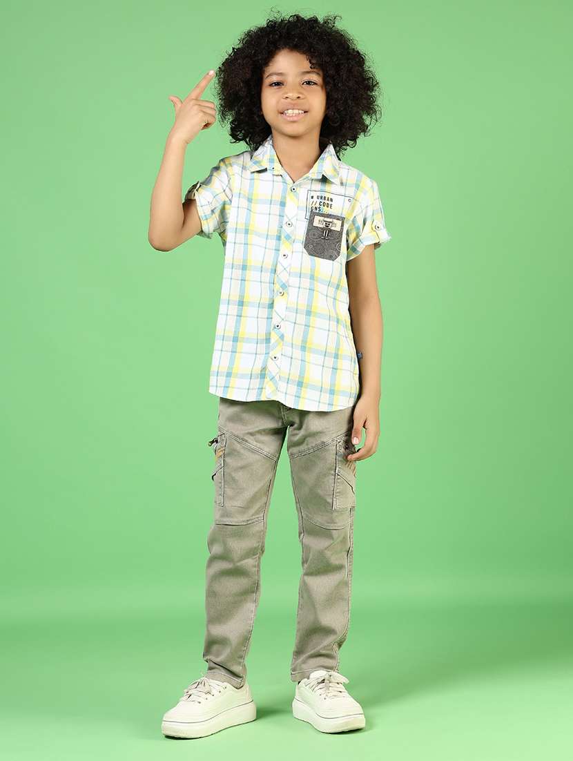 boys solid mid rise denim cargo - 21733505 -  Standard Image - 4