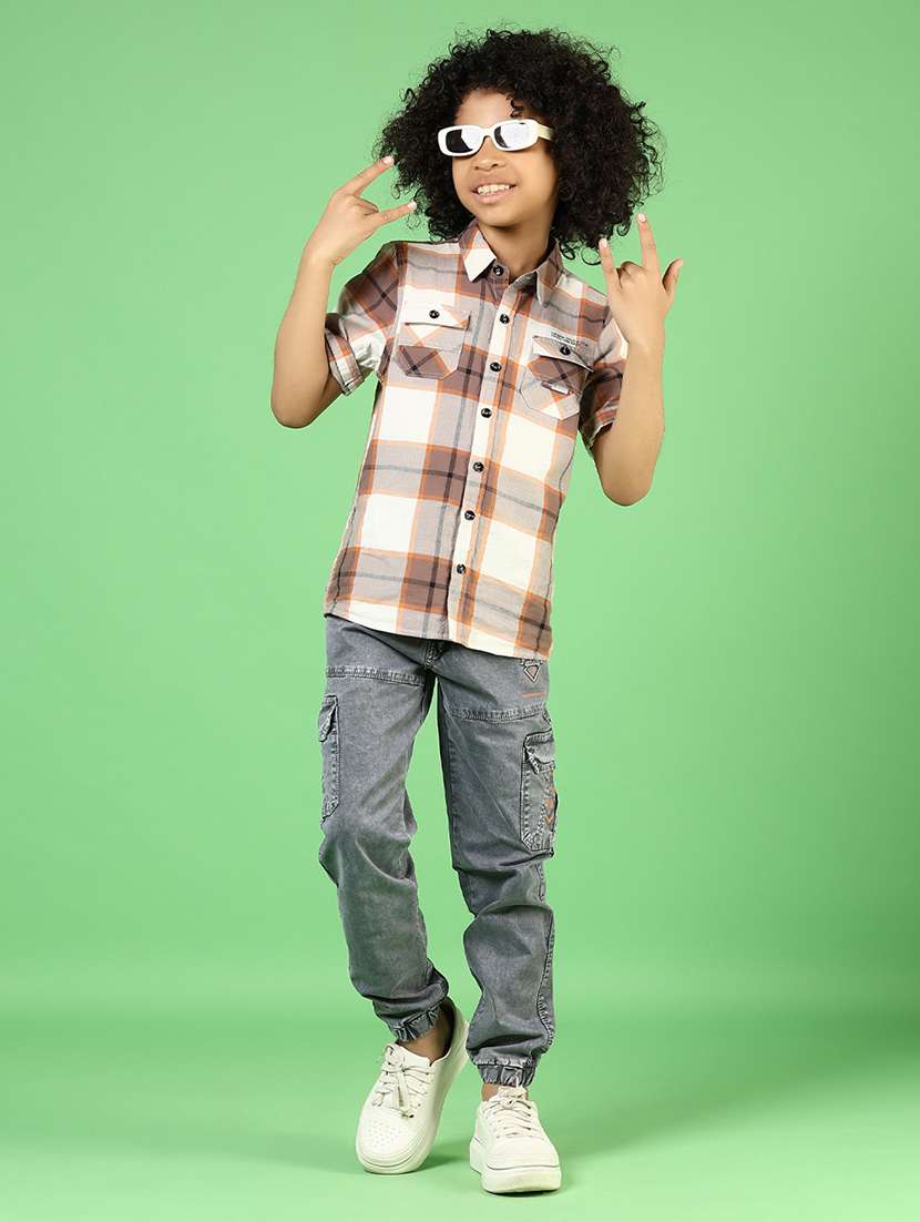 boys grey mid rise plain jogger cargo - 21733509 -  Standard Image - 4