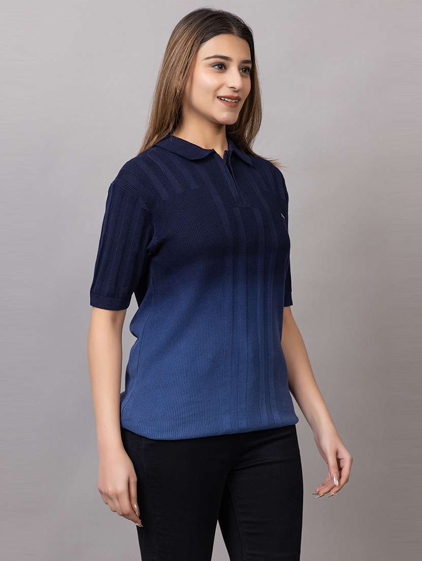 women ombre short sleeve polo t-shirt - 21733595 -  Standard Image - 1