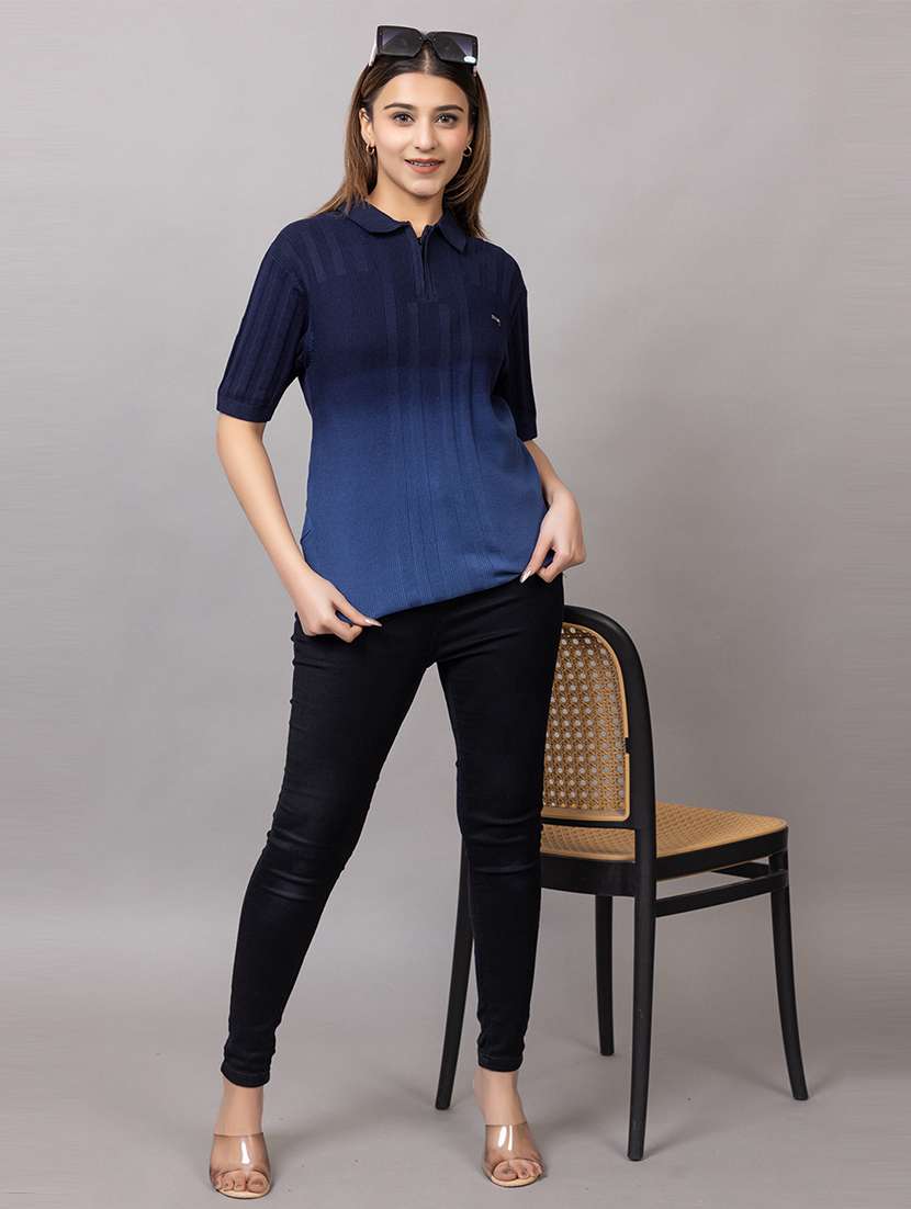 women ombre short sleeve polo t-shirt - 21733595 -  Standard Image - 4