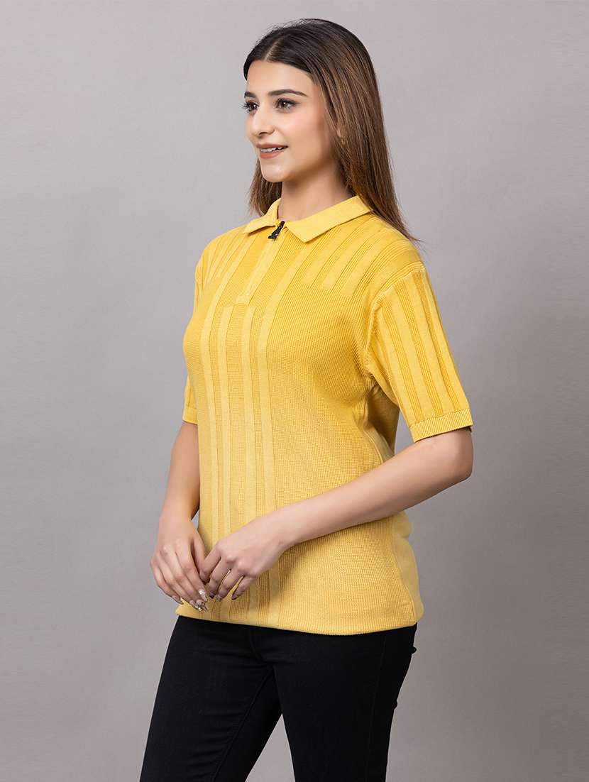 women self design short sleeve polo t-shirt - 21733597 -  Standard Image - 1