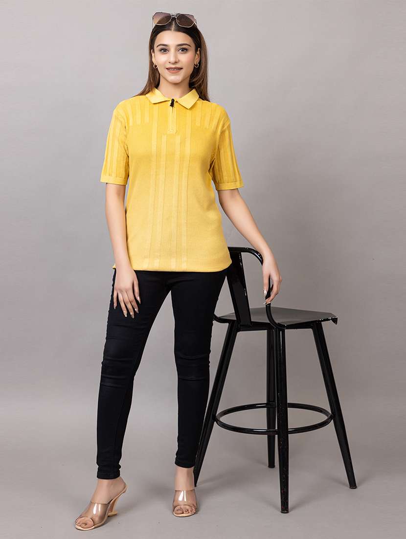 women self design short sleeve polo t-shirt - 21733597 -  Standard Image - 4