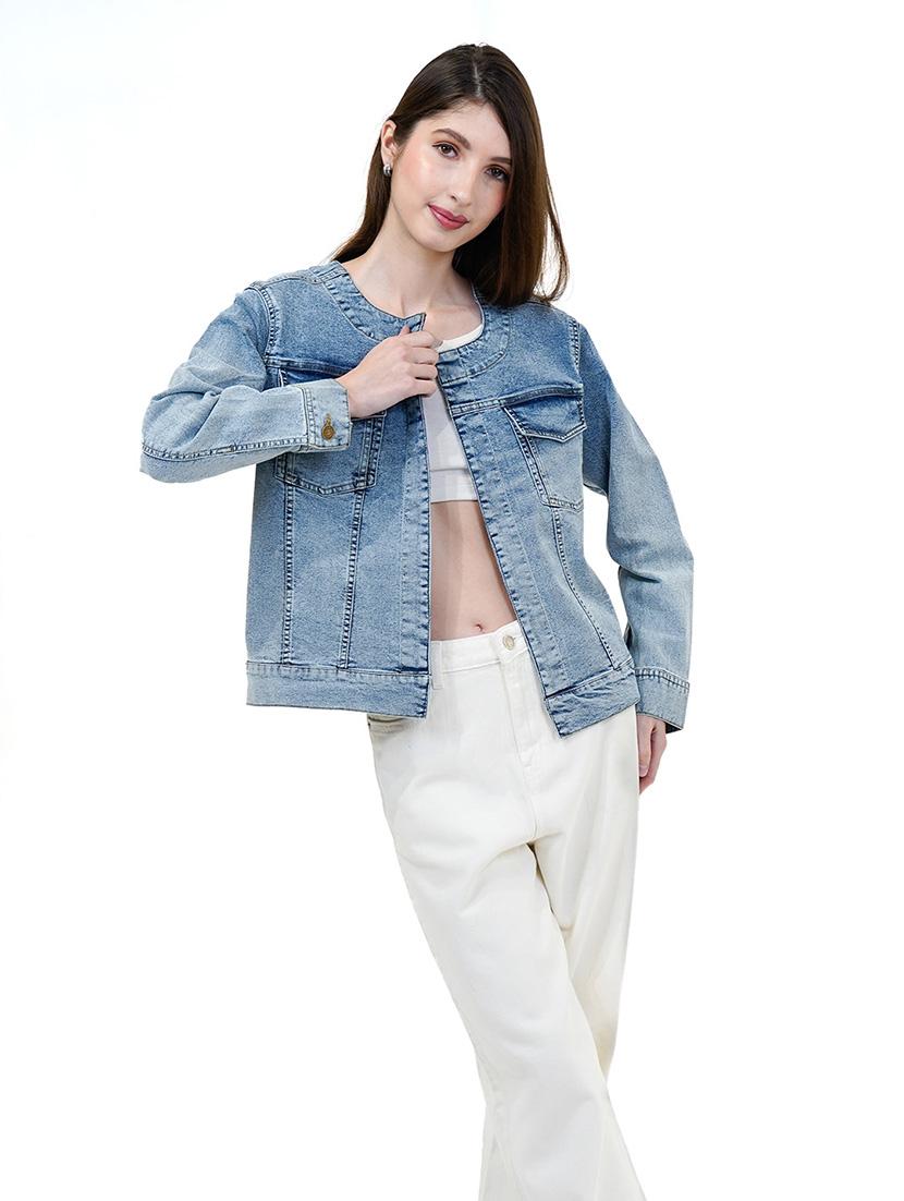 women blue long sleeve denim jacket - 21733635 -  Standard Image - 1