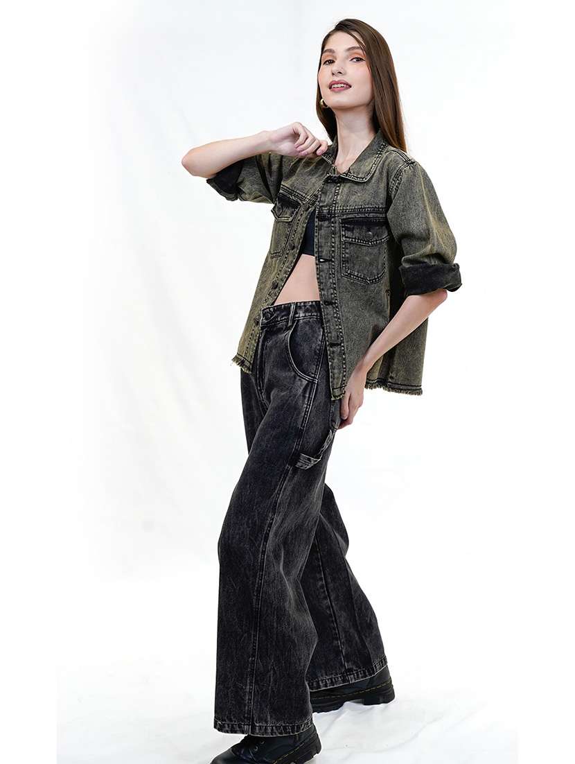 women black long sleeve denim jacket - 21733637 - Standard Image - 1