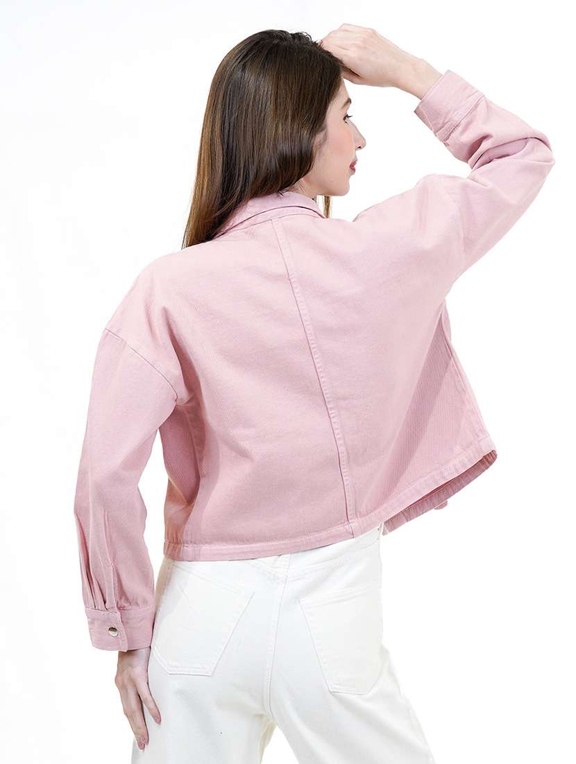women pink long sleeve denim jacket - 21733639 -  Standard Image - 4