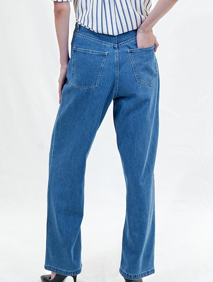 women blue full length distress wide leg jean - 21733660 - Standard Image - 1