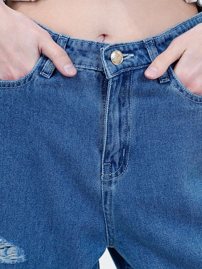 women blue full length distress wide leg jean - 21733660 - Standard Image - 4