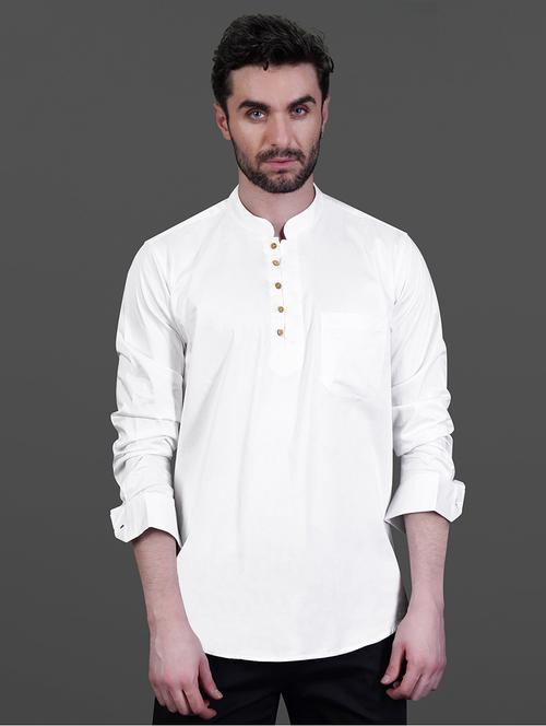 men solid long sleeve short kurta - 21734948 -  Standard Image - 0