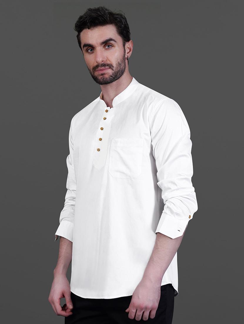 men solid long sleeve short kurta - 21734948 -  Standard Image - 1