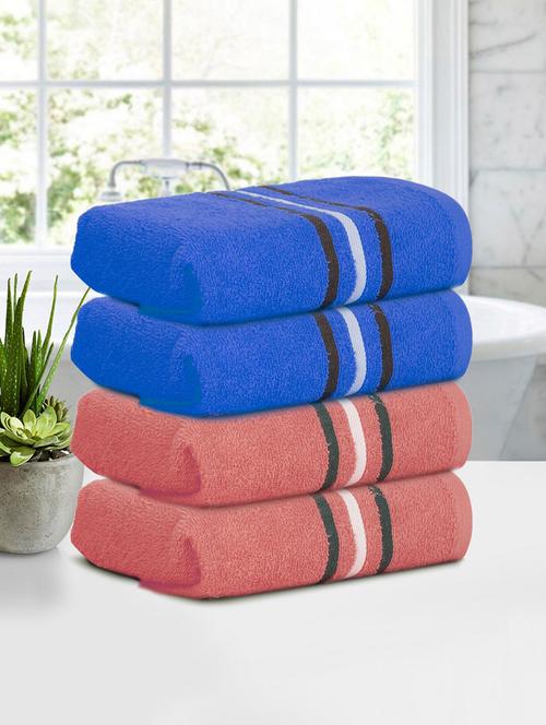 four hand towels (40 x 60 cms) pure cotton hand towel set in two colors - 21737284 -  Standard Image - 0