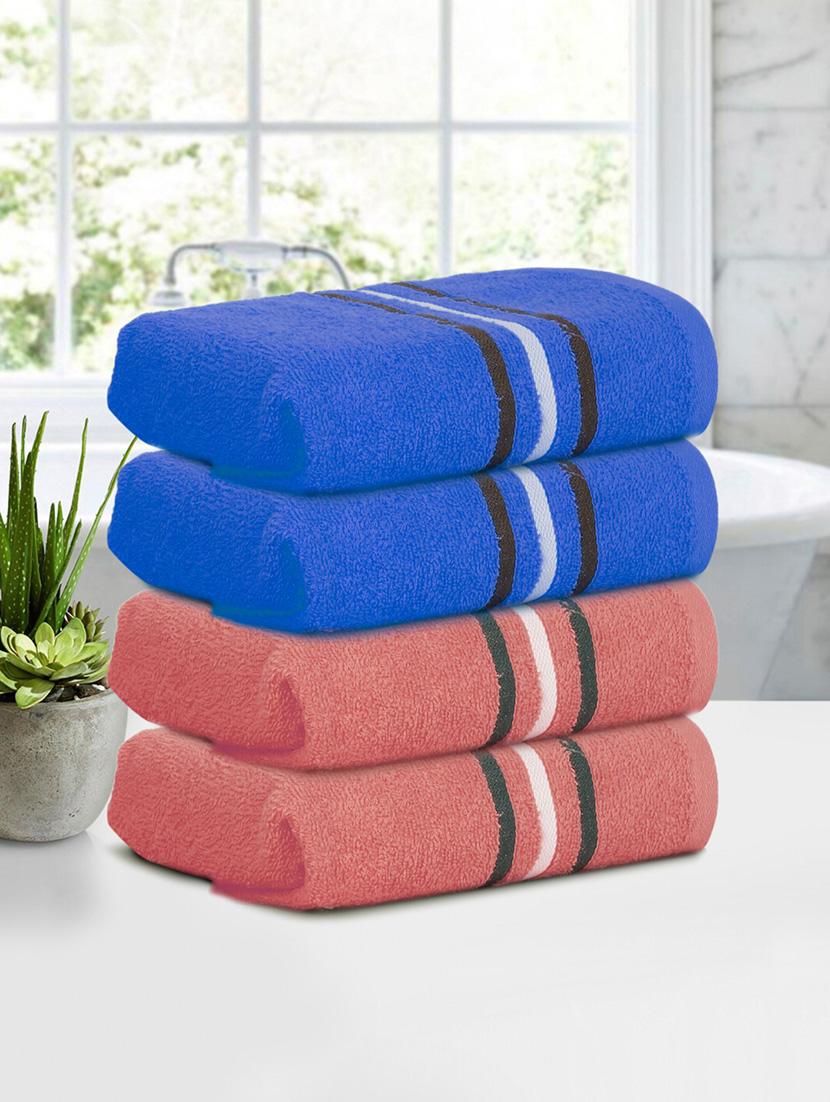 four hand towels (40 x 60 cms) pure cotton hand towel set in two colors - 21737284 -  Zoom Image - 0
