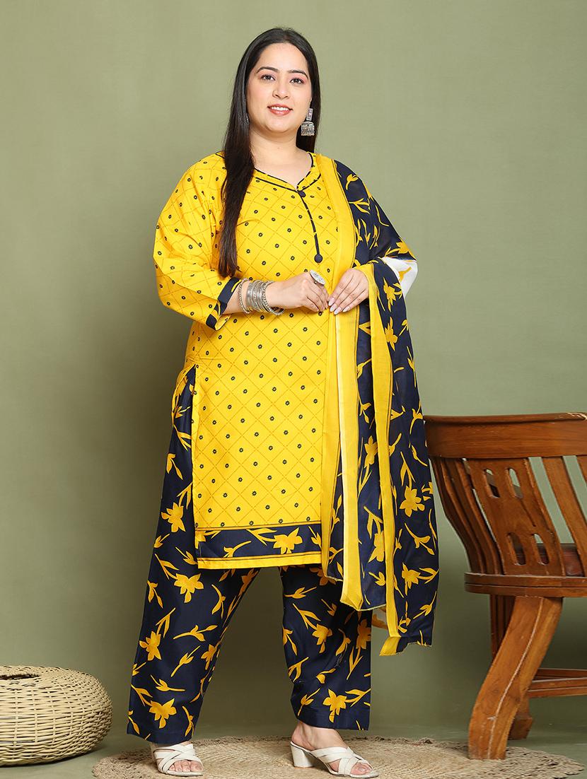 women plus size printed kurta salwar set with dupatta - 21737310 - Standard Image - 1
