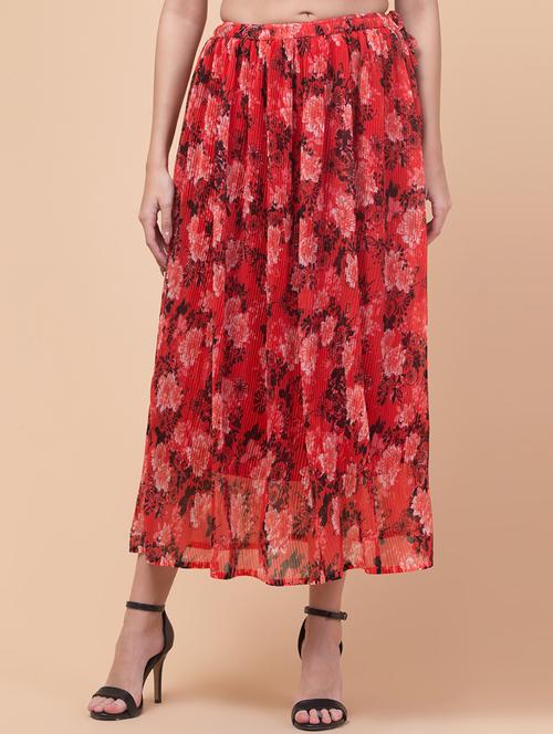 women printed flared long skirt - 21737327 - Standard Image - 0