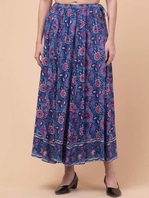 women printed flared long skirt - 21737328 - Standard Image - 0