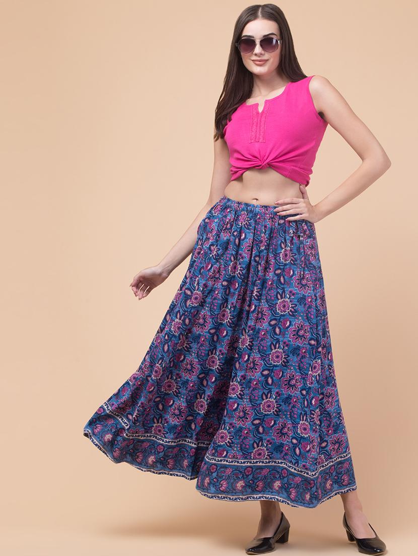 women printed flared long skirt - 21737328 - Standard Image - 4