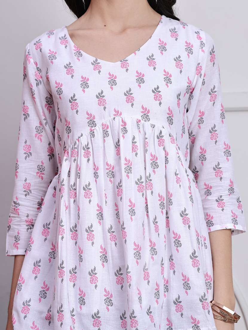 women three quarter sleeve a-line ethnic top - 21737366 -  Standard Image - 4