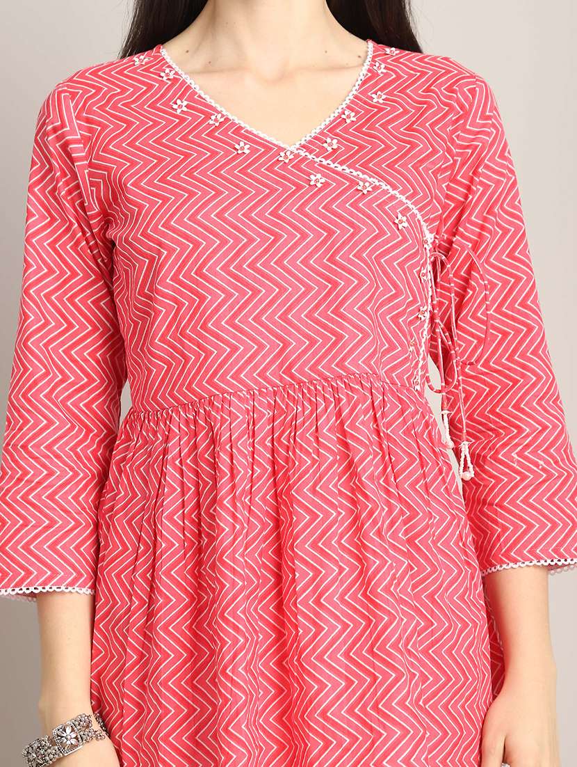 women three quarter sleeve flared ethnic top - 21737397 -  Standard Image - 4