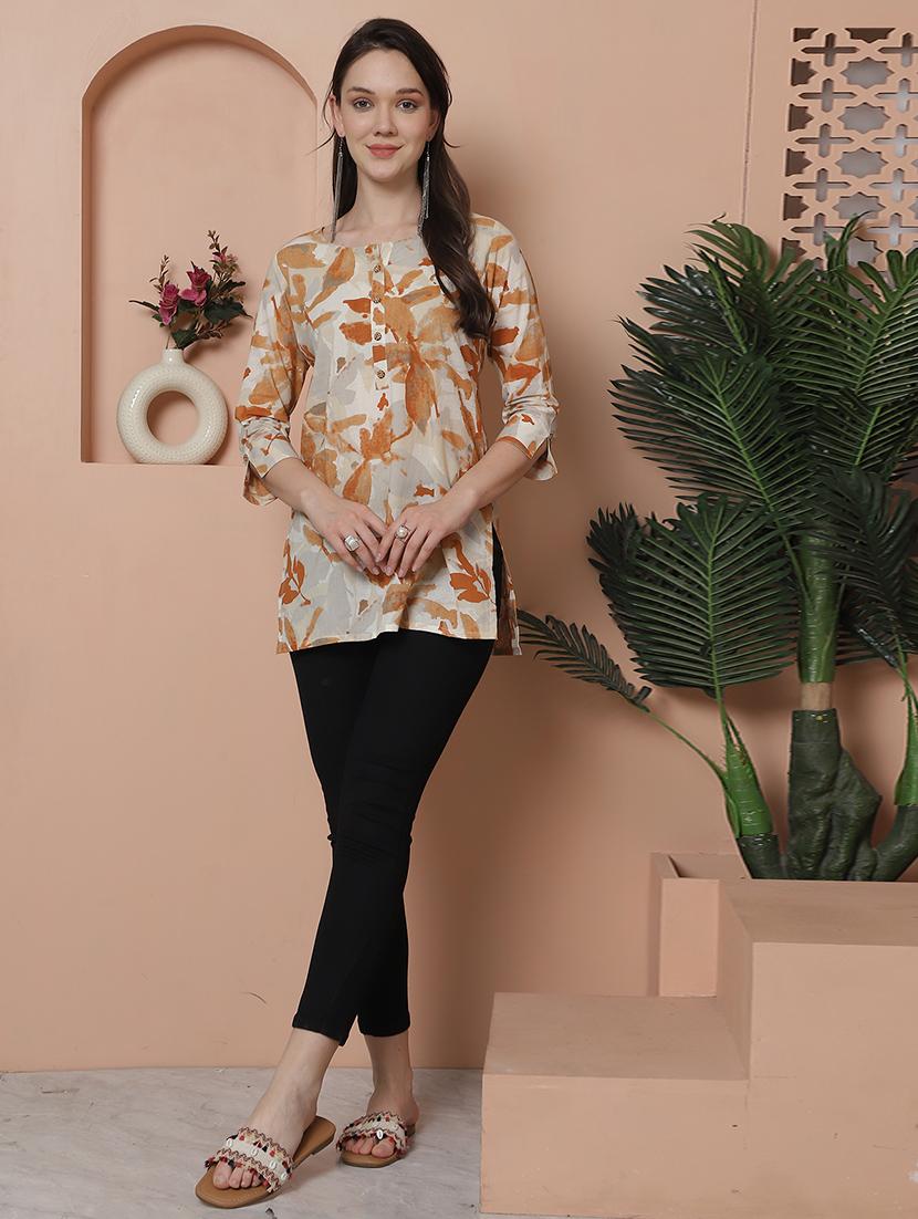 women printed round neck straight kurti - 21737428 - Standard Image - 4