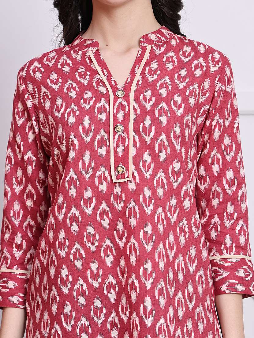 women three quarter sleeve straight kurti - 21737455 -  Standard Image - 4