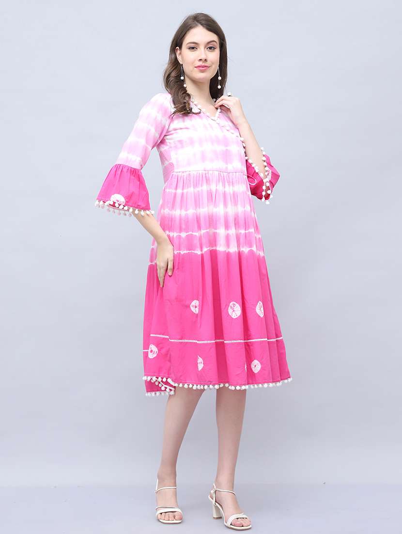 women pink tie & dye a-line ethnic dress - 21737532 -  Standard Image - 1