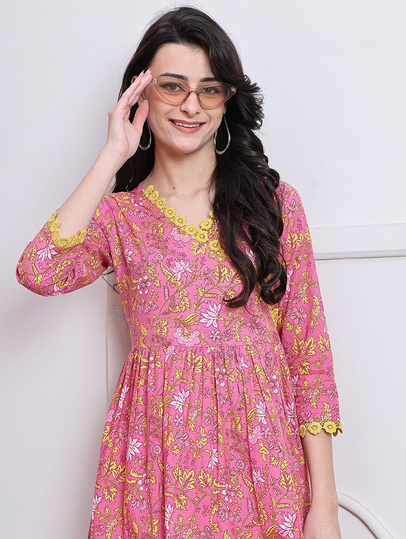 women floral printed overlap neck tiered dress - 21737540 - Standard Image - 4