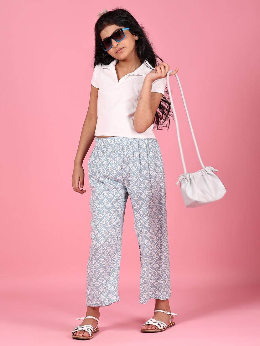 girls printed mid rise palazzo - 21737775 - Standard Image - 4