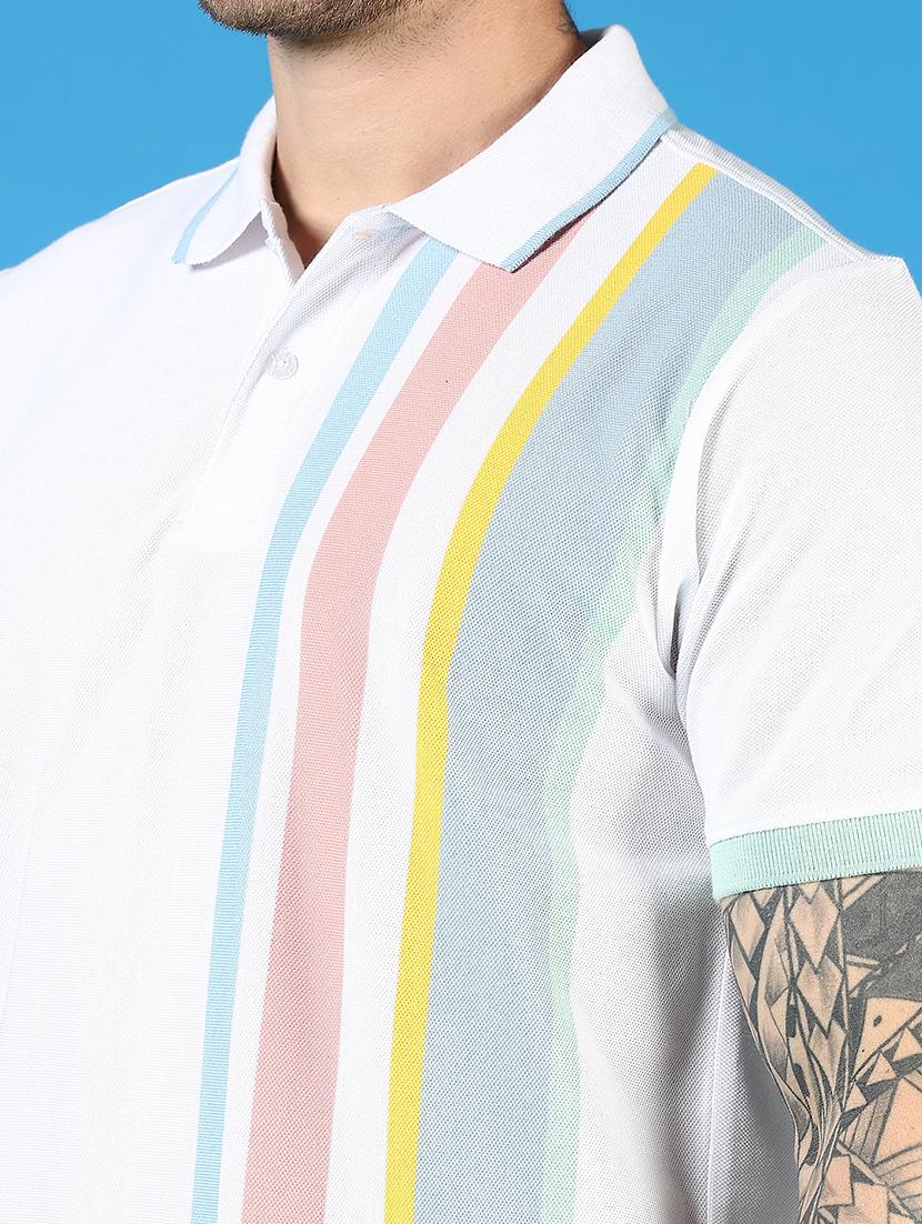 men striped short sleeve regular fit polo t-shirt - 21737777 - Standard Image - 4