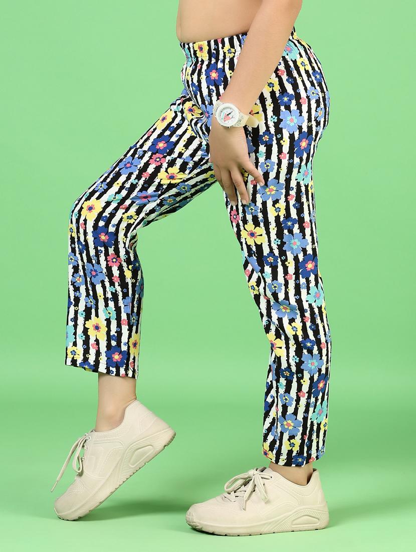 girls floral printed mid irse casual trouser - 21737780 -  Standard Image - 1