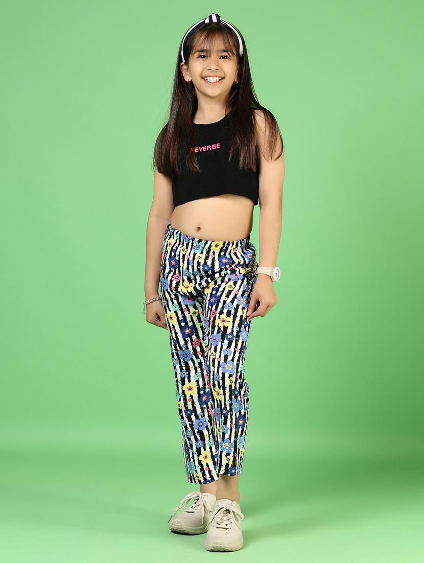 girls floral printed mid irse casual trouser - 21737780 - Standard Image - 4