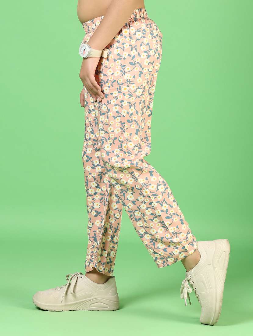 girls floral printed mid irse casual trouser - 21737787 -  Standard Image - 1