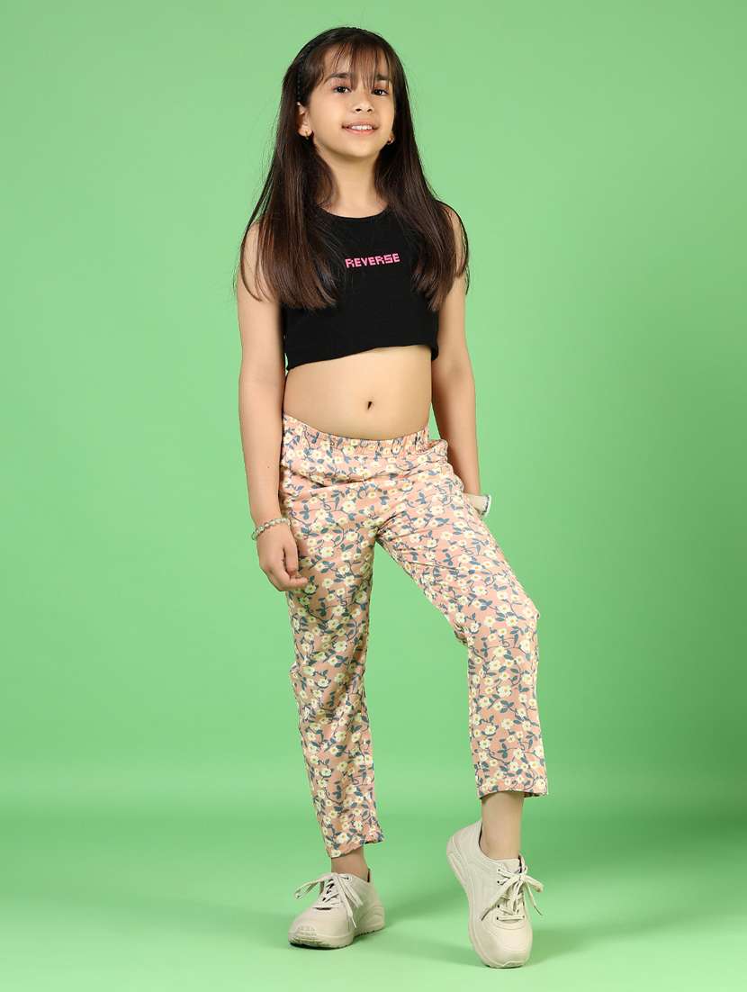 girls floral printed mid irse casual trouser - 21737787 -  Standard Image - 4